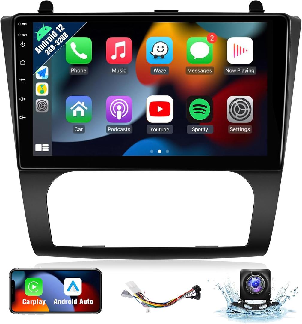 Naifay Android Car Radio for Nissan Altima 2008 2009 2010 2011 2012 Auto AC with Wireless CarPlay Android Auto, 2+32G 9" Touchscreen Car Stereo for Nissan with Bluetooth/in-Dash GPS/WiFi/SWC/Camera