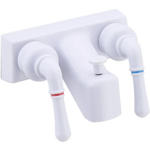 RV Shower Faucet, 4 inch Shower Valve Diverter Replacement, with Classical Dual Handles for RV/Camper/Motorhome Bathroom, White