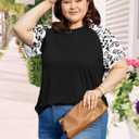 HDLTE Womens Plus Size Tops Floral Bell Sleeves Blouses Summer Crewneck Tunic Loose Casual T Shirts (4XL)