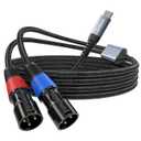 USB C to Dual XLR Male Audio Cable, 32Bit/384Khz USB Type C to XLR Output Stereo Cord, USB C Speaker Adapter for Power Amplifier, Mixer Console (2M/ 6.6FT)