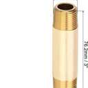 PATIKIL 5Pcs 3" Long 3/8" x 3/8" NPT Male Brass Pipe Fitting Long Nipple, Brass Tone