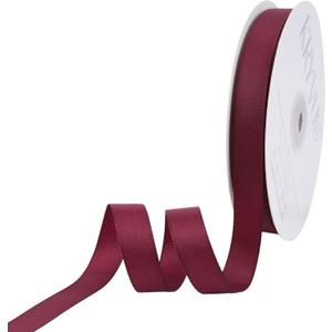 Burgundy Ribbon, Grosgrain Ribbon 5/8 Inch x Continuous 50 Yards, Burgundy Grosgrain Ribbon for Crafts, Gift Wrapping, Hair Accessories, Wedding Decor, Sewing and Bow Making