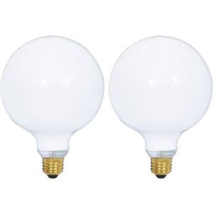 (2 Pack) G40 Incandescent Light Bulb 2700K Soft Light, Decorative Globe Light Bulbs,E26 Medium Base, Perfect use for Decor, Pendant, Bathroom/Vanity Mirror Makeup, Dimmable. White-Finish (25)