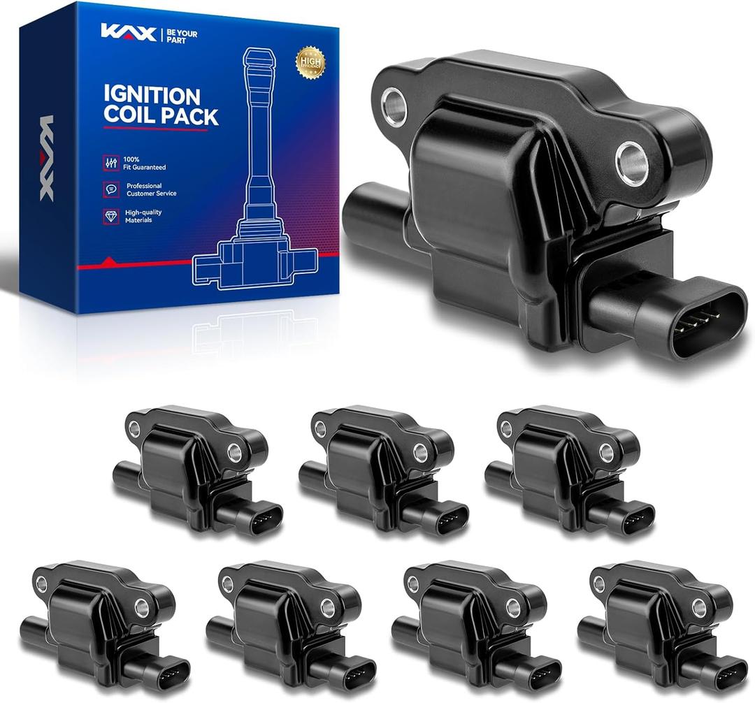 KAX Pack of 8 Ignition Coil Set for D503A,Fit for Chevy Cadillac GMC Pontiac 5.3L 6.0L V8 Engine - G8 Grand Prix H3 Silverado Tahoe Impala Yukon 12611424, UF413