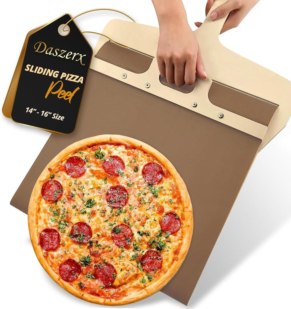DASZERX Premium Sliding Pizza Peel, Magic Pizza Slider Paddle with Non-Stick Cloth, Easy Transfer Pizza Slider with Handle, 16 or 14 Inch Pizza Peel Slider for Oven, Elite Peel Pizza Making & Baking