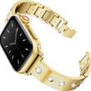 Mosonio Dressy Jewelry Bracelet Bands Compatible with Apple Watch Band 46mm 45mm 44mm 49mm 42mm 41mm 40mm 38mm for Women, Cute and Stylish Diamond Metal Strap for iWatch Series 11 10 9 8 7 6 5 4 3 2 1 SE Ultra