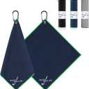 3 Pack Golf Towel(16" X 16"), Top-Tier Microfiber Super Absorbent Golf Towels for Golf Bags, Premium Waffle-Pattern Embroidered with Carabiner Clip, Golf Accessories (3 Classic Colours)