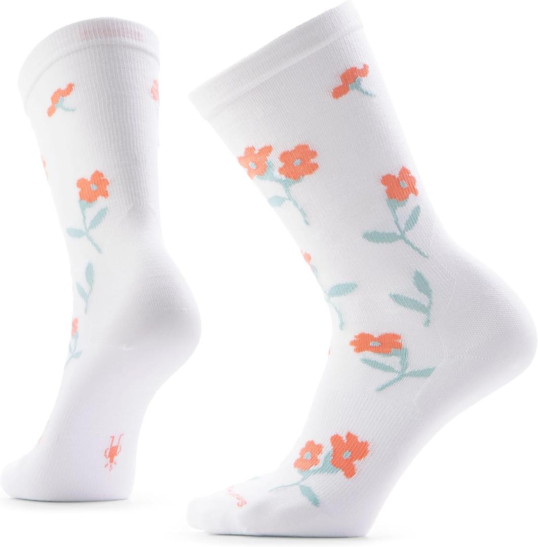 Smartwool womens Everyday Garden Gala Crew Socks (Medium, White)
