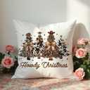 Western Christmas Tree Pillow Covers 18x18, Cowgirl Room Decor, Coquette Bow Cowhide Xmas Tree Holiday Decorative Pillow Covers for Couch Sofa Bedroom Living Room Home (Style01)