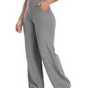 ESOFT Wide Leg Pants Women High-Waisted Yoga Work Dress Pants with Pockets, Casual Sweatpants, Petite/ Regular Light Grey XL