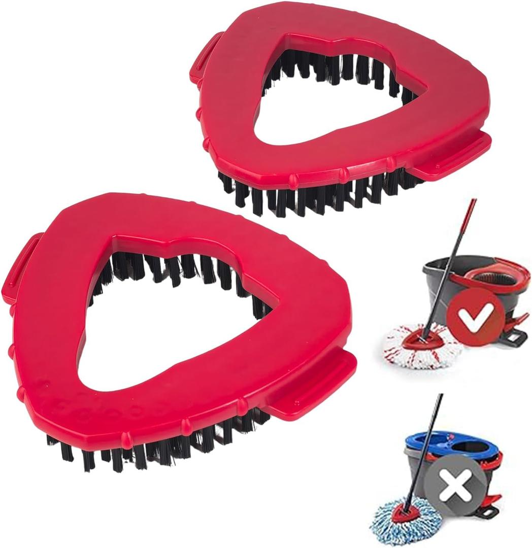 2 Pack Spin Mop Scrub Brush Head, Compatible with O Cedar EasyWring 1-Tank System, Stiff Bristle Replacement for Bathroom, Kitchen, Tile, and Hard Surfaces Cleaning