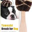 Dog Grooming Massage Tawashi Brush with Wood Handle Less Static Natural Palm Fiber Made in Japan (Small Dog A)