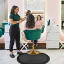 Anti Fatigue Semi Circle Salon Mat for Hair Stylist Anti-Slip Antique Series Salon & Barber Shop Chair Floor Mat (2.5' x 3.5' x 1/2'', Black), 42 x 30 inches