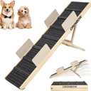 Upgraded Dog Ramp for Bed, Couch, Car, Foldable Pet Ramp, Non-Slip Pad & Safety Baffle-6 Adjustable Height 12" to 30", Portable Stable Pet Steps for Small & Medium Old Dogs & Cats