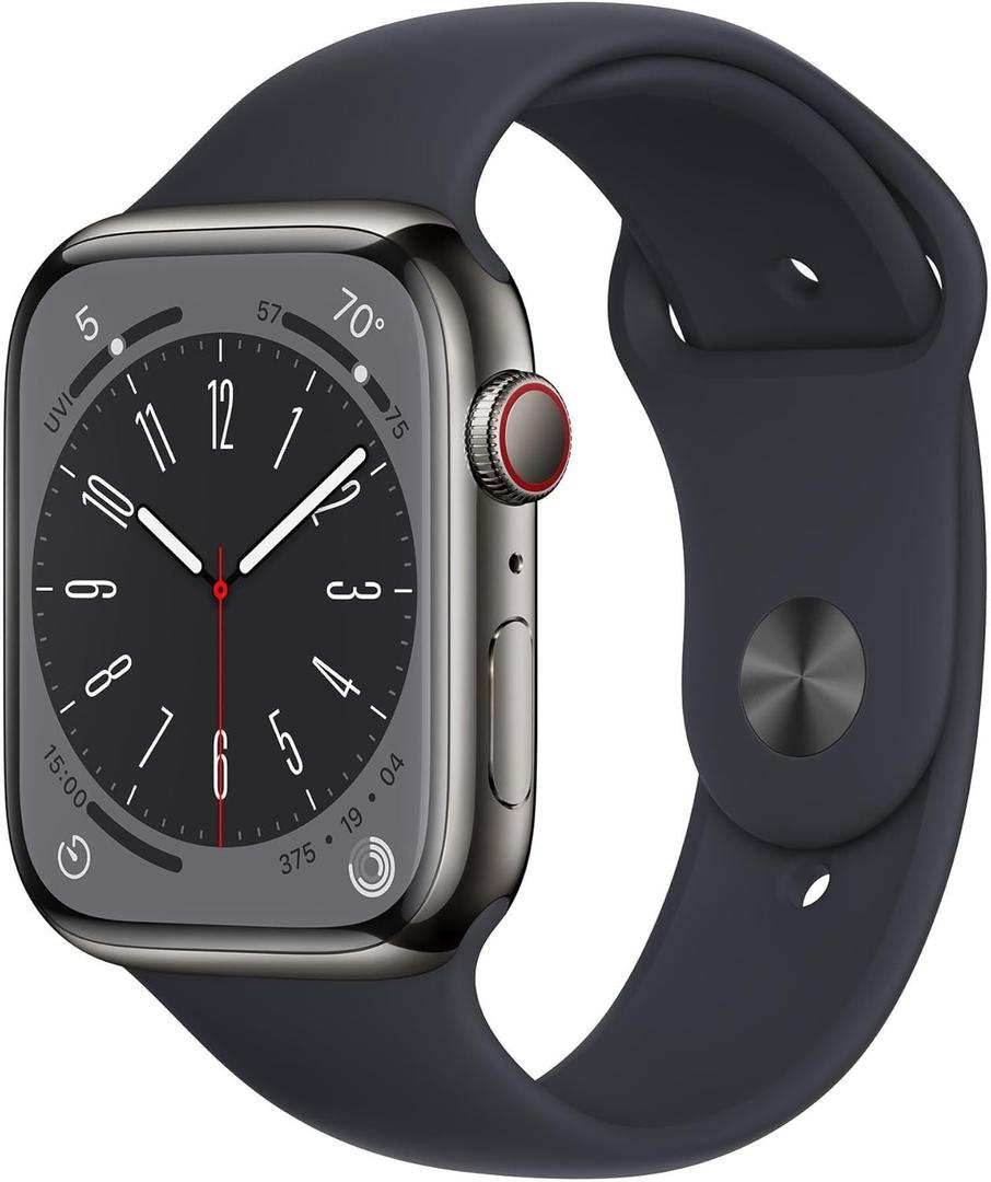 Apple Watch Series 8 (GPS + Cellular 41mm) - Graphite Stainless Steel with Midnight Sport Band, M/L 