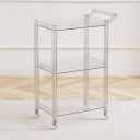 Acrylic Utility Rolling Cart,3-Tier Acrylic Bar Cart with Pulling Handle & 4 Wheels for Kitchen Living Room Dining Laundry,Clear Multifunction Small Spaces Rolling Serving (Size:29.13'' H,Color:Clear)