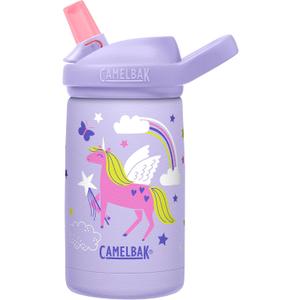 CamelBak Eddy+ Kids Bite Valve Straw Insulated Stainless Steel Water Bottle Magic Unicorns, 12oz