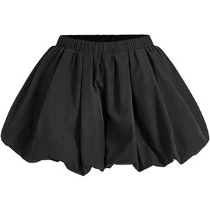 WDIRARA Women's Asymmetrical Hem Bubble Skorts Elastic Waist Loose Fit Solid Mini Skirt Pants 140