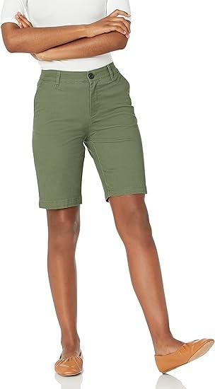 Amazon Essentials Women's Mid-Rise Slim-Fit 10" Inseam Bermuda Khaki Short (Dark Olive, 18)