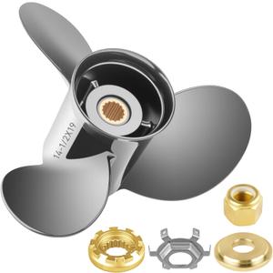 Propeller for Mercury Black Max Outboard 135 150 175 200 220 225 250 300 HP MerCruise Sterndrive Alpha Bravo Aluminum Prop 14.5X19 Pitch RH 15 Spline Tooth with Flo-Torq II Hub Kit 832830A45