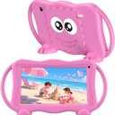 Kids Tablet 7 Inch Tablets for Kids 3-12, 32GB Toddler Tablet with Dual Camera, Parental Control, Solid Case, WiFi, GMS, YouTube, Netflix, Android Learning Software Installed(Pink)