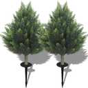 R's Ceder Artificial Topiary Cedar Tree 32 inch Faux Little Bush Cedar Tree UV Resistant Shrub Potted Artificial Plant for Outdoor Indoor Front Porch Garden (2 Pack)