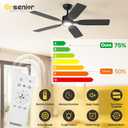 Ensenior 52 inch ceiling fan with light and remote, Noiseless Reversible DC Motor Fandelier Ceiling Fan, 6 Speeds, 3CCT, Black Modern Ceiling Fan for Bedroom and Living Room, 5 Dual-Finish Blades