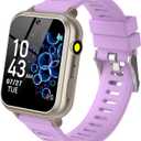 Kids Smart Watch Girls Ages 4-12, Smart Watch for Kids with HD Touch Screen 39 Games Camera Video Alarm Music Pedometer Flashlight 12/24 hr Educational Toys Birthday Gifts for Girls Age 6 7 8 9 10 (silver purple)