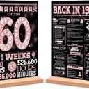 60th Birthday Party Decorations for Girl Boy, Sweet Back in 1965 Birthday Decor Poster Acrylic Table Sign, 60th Birthday Party Supplies, Double-Sided