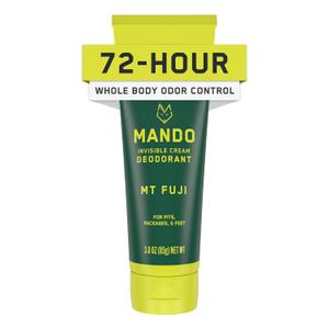 Mando Whole Body Deodorant For Men - Invisible Cream - 72 Hour Odor Control - Aluminum Free, Baking Soda Free, Skin Safe - 3 Ounce Tube (Mt Fuji), Pack of 2 