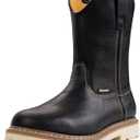 SUREWAY Mens 10 in Soft/Steel Toe Waterproof Wellington Boot,Heavy Duty Pull On Work Boots for Men,Full Grain Leather,Goodyear Welted,Superior Slip Resistant (11)