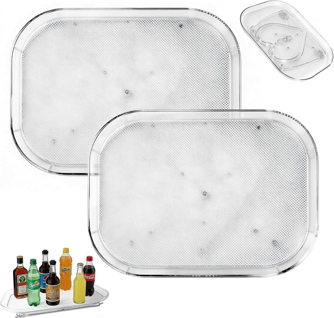 2-Pack Fridge Organizers and Storage,360 Refrigerator Lazy Susan for Fruits/Spices, Pantry Lazy Susan Kitchen Rotating Tray