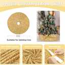 Gold Sequins Tree Skirt 24 Inches Mini Christmas Tree Skirts 5mm Sequins and Velvet Tree Skirt Mats for 4ft Trees Decorations