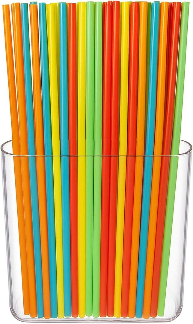 Hanging Straw Holder for Cabinet Wall, Plastic Reusable Tumbler Straws Organizer Storage Container Dispenser for Kitchen Counter Cupboard Drinking