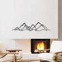 Rajukit Metal Mountain Wall Art - Modern Horizontal Mountain Silhouette Decor, Nature-Inspired Wall Sculpture for Above Bed, Outdoor & Living Room
