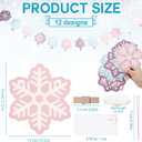 Epakh 24 Sets Winter Snowflake Photo Banner Snowflake Cards Wooden Clips with Ribbon Snowflakes Garland Hanging Ornaments Winter Decorations for Baby Shower Birthday Party Supplies