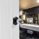 Glass Door Knobs Interior with Lock, Vintage Privacy Crystal Door Knobs for Bedroom Bathroom, Matte Black