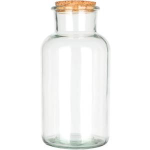 Magic Season Decorative Glass Bottles with Cork Stoppers (16.9 fl oz. Wide Mouth Round Bottles / 1 Pcs)