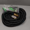 PowerFlow Garden Hose, NON-EXPANDABLE 25 Feet Premium Quality Stainless Steel Metal Water Hose with Durable Fabric Skin, Hose For Commercial, Residential Use, Bonus 10-way Spray Nozzle (25 Ft, Black)