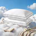 RDS Certified Goose Feather & Down Pillows, 3-Chamber Gusseted Design for Balanced Neck Support, 100% Cotton Cover, Hotel Style Bed Pillow for Side and Back Sleepers | King Size, Set of 2, 20" x 36"
