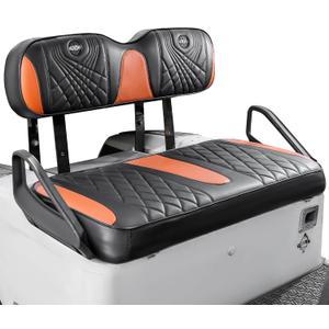 NOKINS Golf Cart Seat Covers, Front Seat Covers Fits for EZGO TXT 1994-2013/EZGO RXV OEM Standard Seat Cushion, EZGO Vinyl Seat Covers, No Stapler Required(Gradient Diamond Black&Brown)