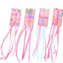 Flutesan 4 Pcs Valentine's Day Windsock 40-inch with Hook Outdoor Hanging Decoration Pink Heart-shaped Valentine's Theme Holiday Windsock for Patio Terrace Garden Path Party Decoration