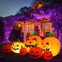 Halloween Inflatable Pumpkin Outdoor Decoration,JackoLanterns with Build-in LED Lights, Blow Up 7 Pcs Pumpkins Patch for Halloween Party Indoor Garden Lawn Yard Decor (7.5 FT 7 Pumpkins)