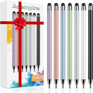 Stylus (7 Pcs), 2-in-1 Stylus Pen for Touch Screen, High Precision and Sensitivity, Suitable for iPad/iPhone/Samsung/Android Smartphone and Tablets, Compatible with All Touch Screen (Multicolor)