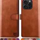 SUANPOT Compatible with iPhone 16 Pro Max 6.9" Wallet case with RFID Blocking Credit Card Holder,Flip Book PU Leather Protective Cover Women Men for Apple 16 Pro Max Phone case Light Brown