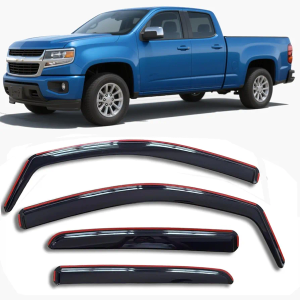 in-Channel Window Visors Rain Guards Compatible with Chevrolet (Chevy) Colorado/GMC Canyon 2015-2022 Crew Cab Wind Deflectors Vent Visor Sun Shades Window Shields