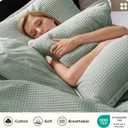Bedsure Cotton Duvet Cover King - 100% Cotton Waffle Weave Sage Green Duvet Cover King Size, PureWoven Breathable Bedding Set for All Season, 3 Pieces, 104"x90"