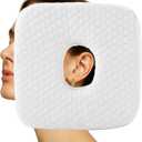 Piercing Pillow for Side Sleepers, Memory Foam Donut Pillow for Ear, Ear Pillows with Holes for Ear Pain, Earring Inflammation Pressure Sores, CNH, Soft and Comfortable Earring Pillow (White)