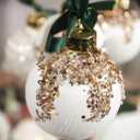 Satin Christmas Balls Ornaments, Silk Christmas Hanging Ball Decorations, 12Pcs 3.15" Luxury Vintage Christmas Tree Decor for Xmas Holiday Wedding Party, Package (White)