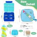 Bento Lunch Box with 10oz Soup Thermo for Kids Insulated Lunch Bag & Foldable Silicone Cup Food Leak Proof Food Container with 5 Compartment for Kid to Shool Travel